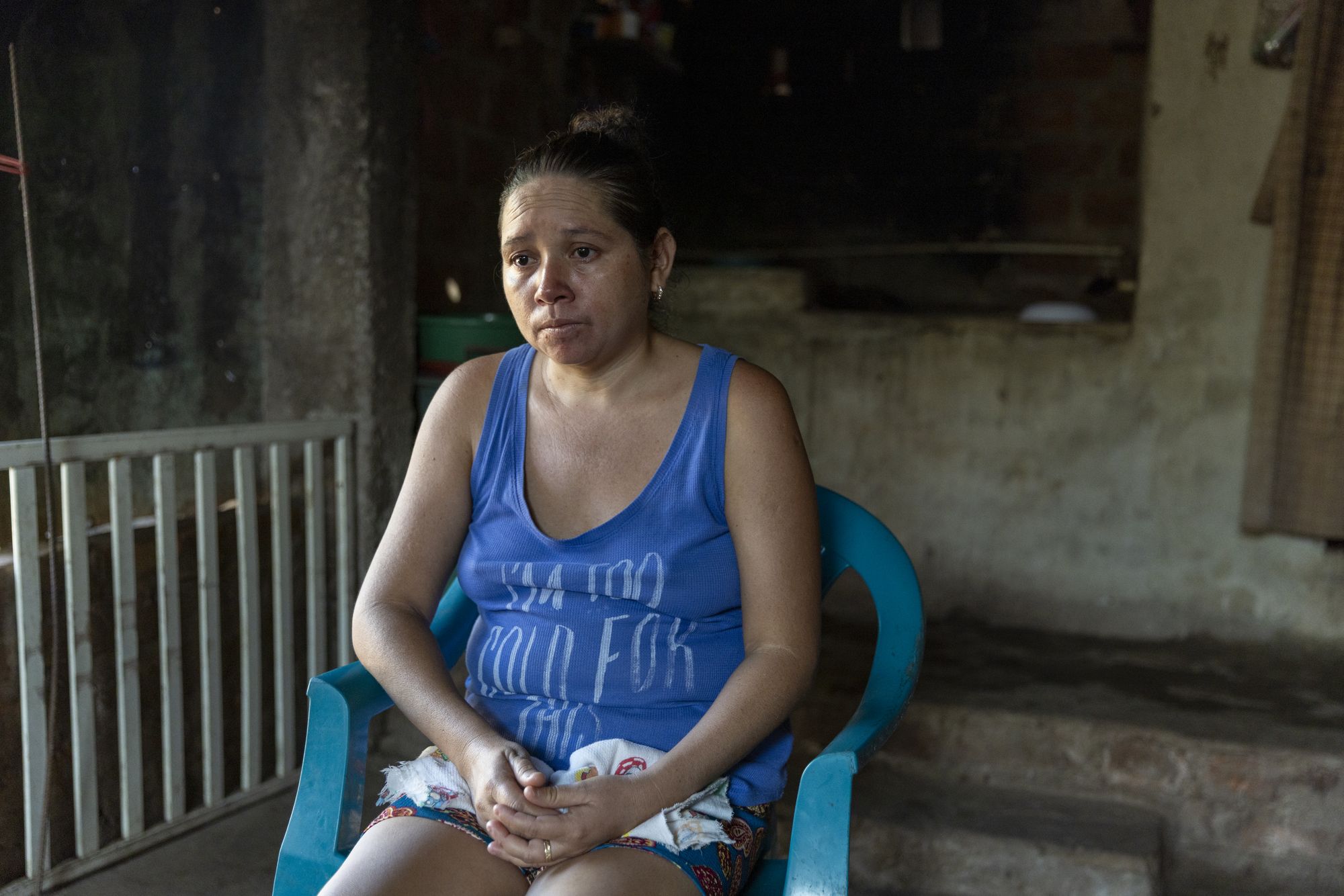 Blanca Rosa, 35, lost her son, Cesar Omar Flores Fuentes, 20, to  CKDnT, chronic kidney disease of non- traditional causes, three months ago, photographed at her home in Canton Colima, El Salvador on March 7, 2026.